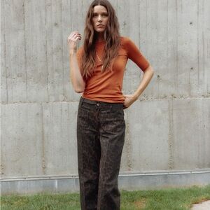 H&M Brown Leopard Print Flare Jeans